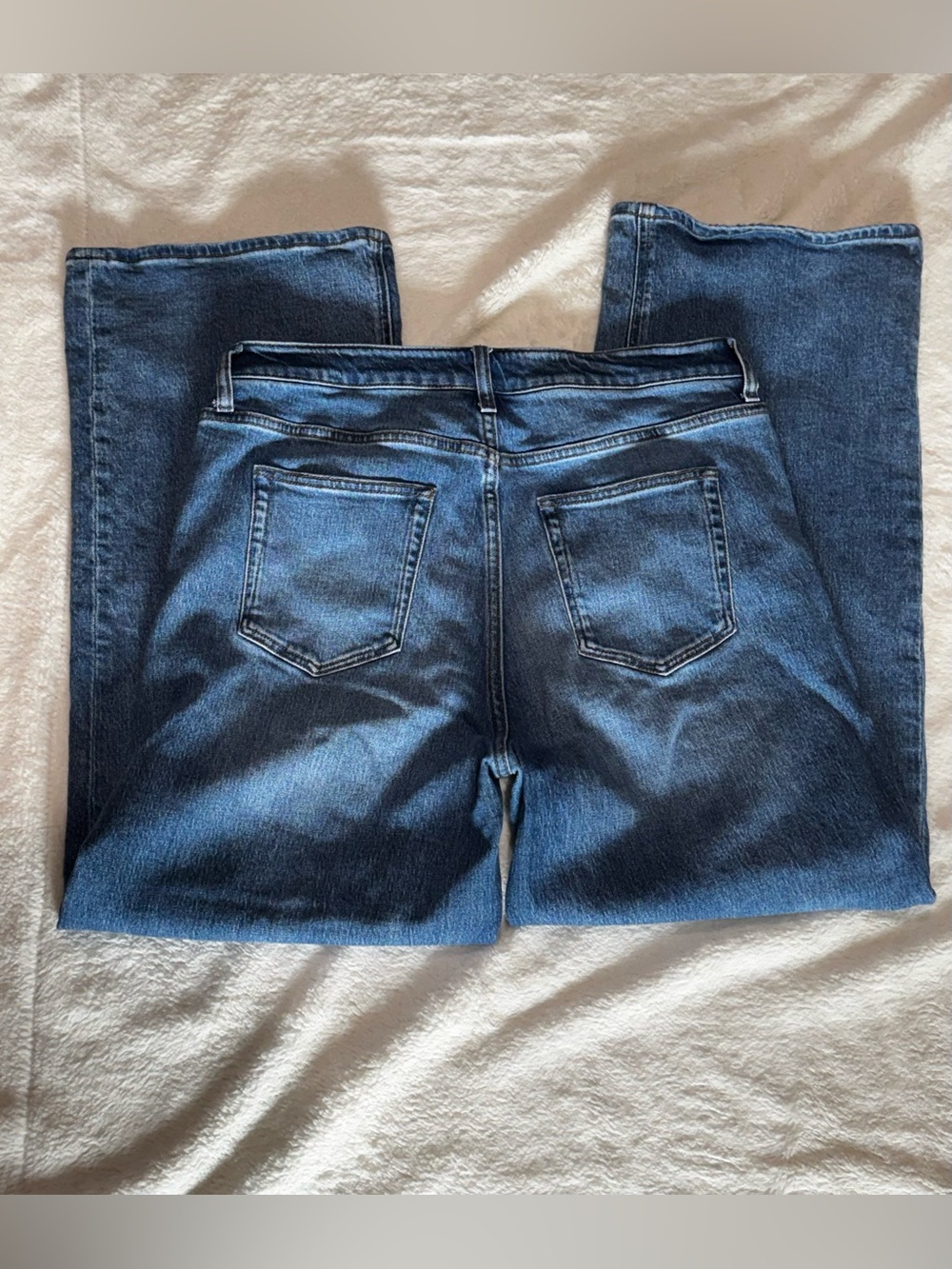 Quince Comfort Stretch High Rise Relaxed Straight Jeans Womens 32 Blue Organic - Picture 2 of 13